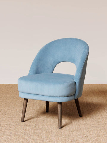 Fauteuil cotelé bleu clair