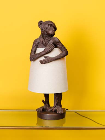 Lampe singe avec abat-jour