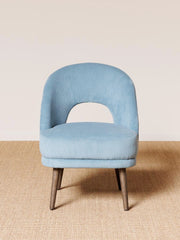 Fauteuil cotelé bleu clair