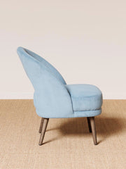 Fauteuil cotelé bleu clair