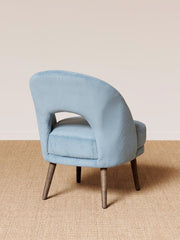 Fauteuil cotelé bleu clair