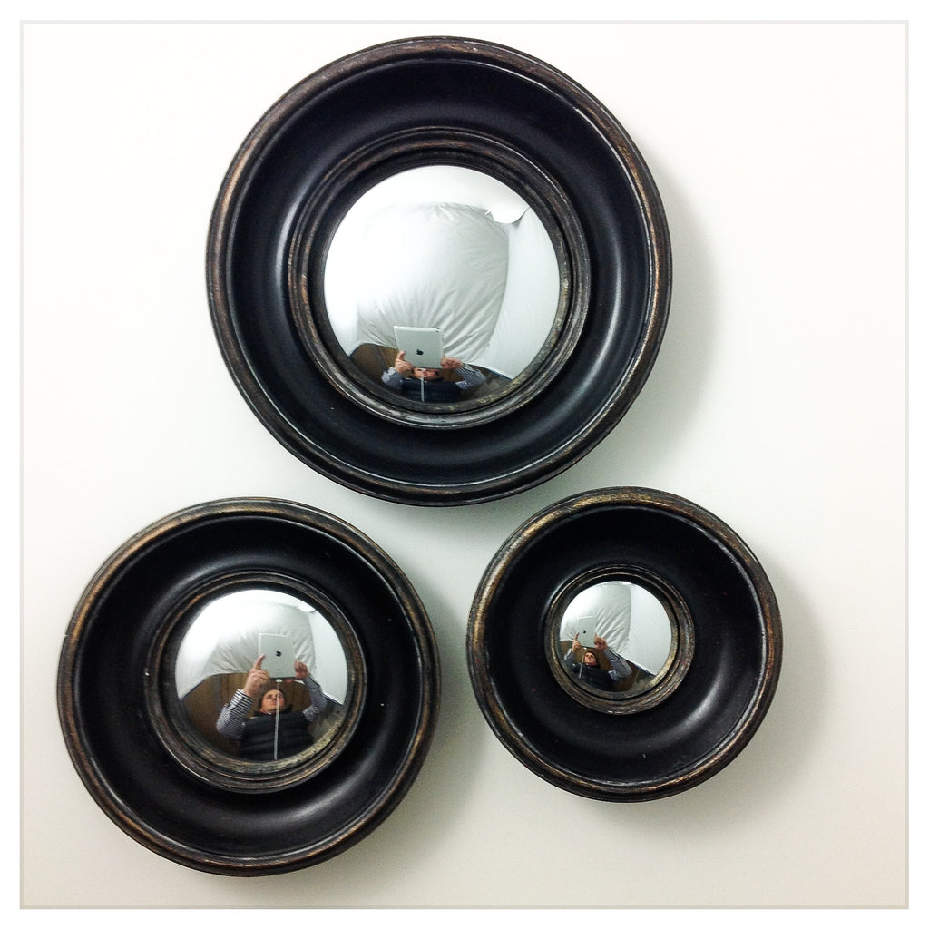 Miroir Convexe Noir Argent - 19 cm